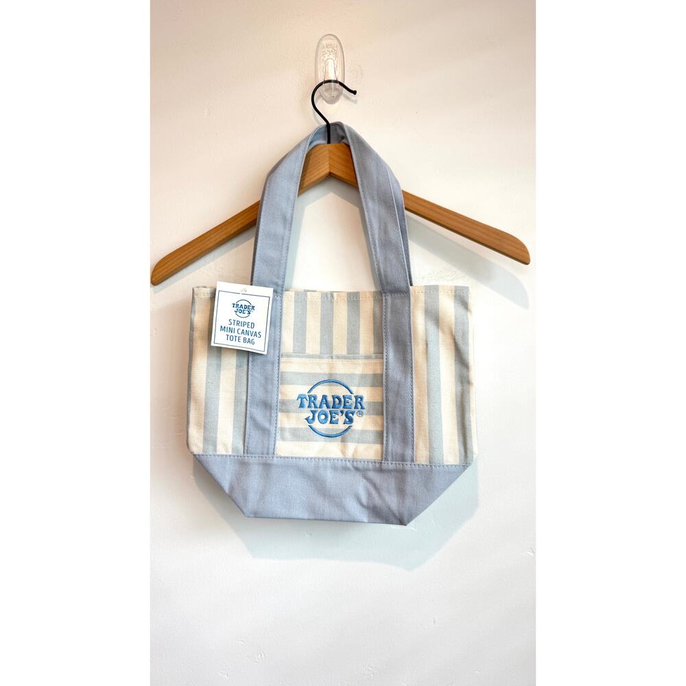 Trader Joe's Mini Striped Canvas Tote Bag Set NWT - Picture 9 of 10